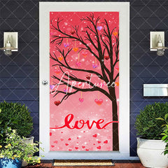 Aperturee - Aperturee Romantic Pink Love Tree Valentines Day Door Cover