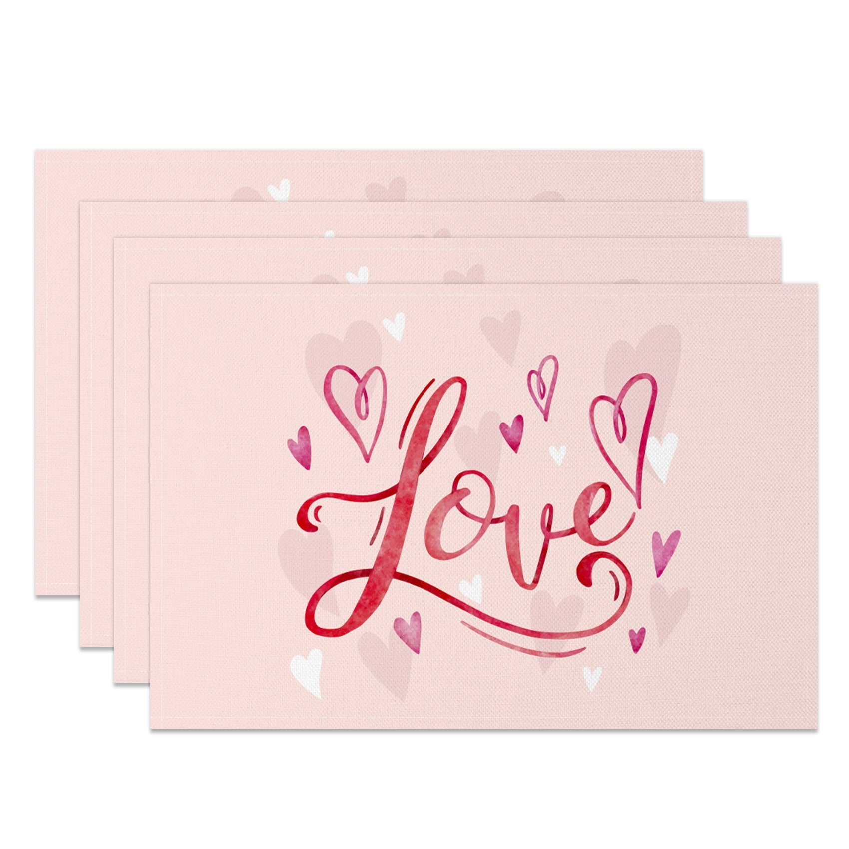 Aperturee - Aperturee Romantic Pink Love Valentines Day Set Of 4 Placemats