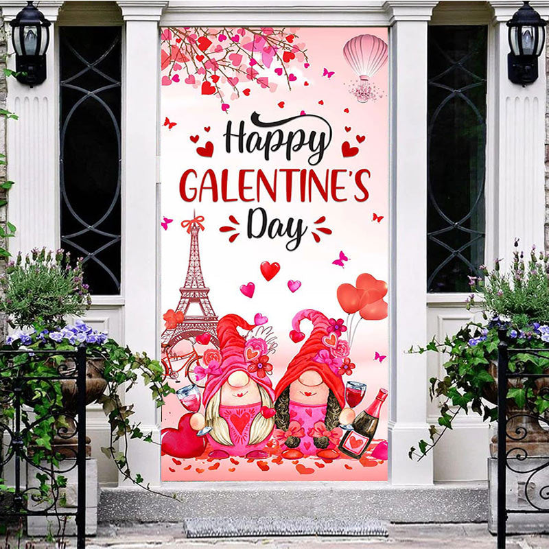 Aperturee - Aperturee Romantic Pink Paris Happy Galentines Day Door Cover