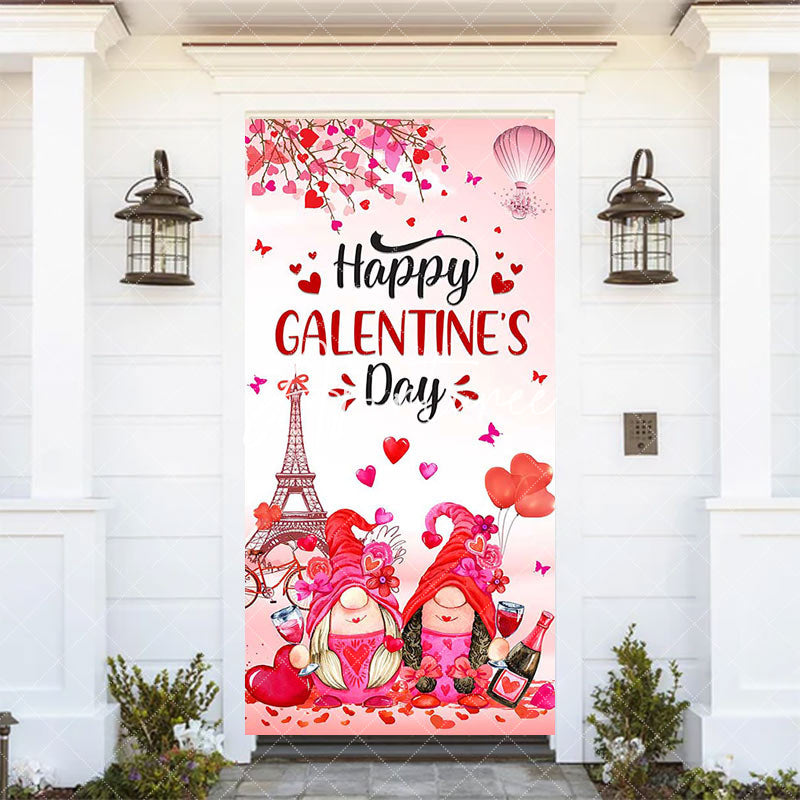 Aperturee - Aperturee Romantic Pink Paris Happy Galentines Day Door Cover