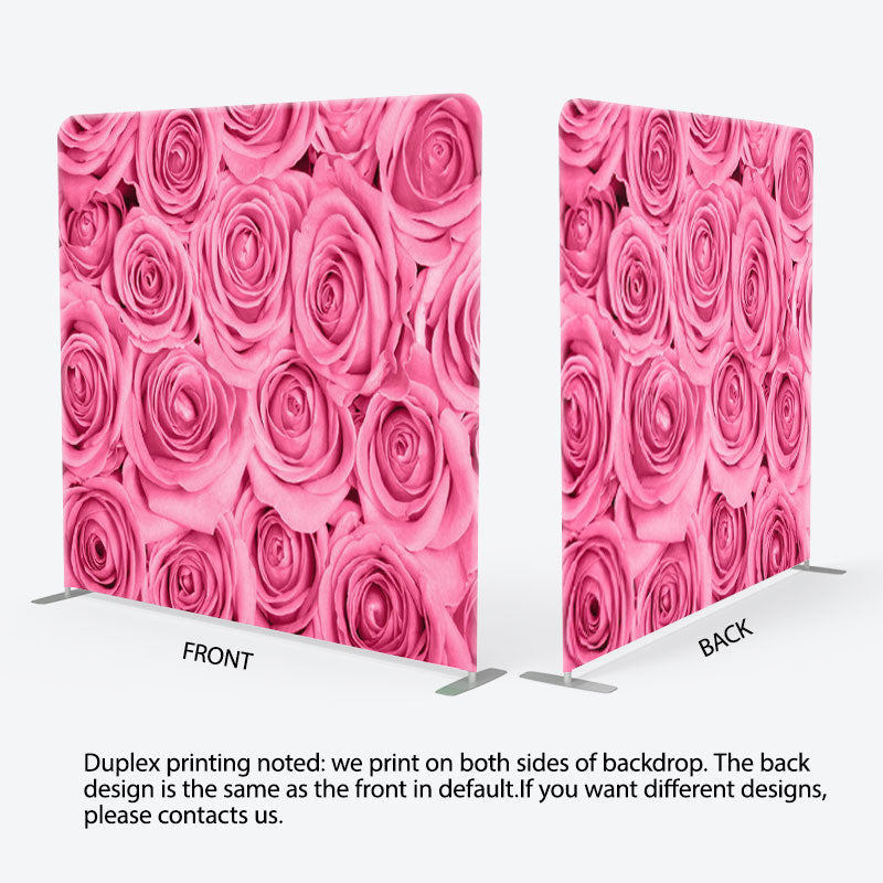 Aperturee - Aperturee Romantic Pink Roses Fabric Valentines Day Backdrop