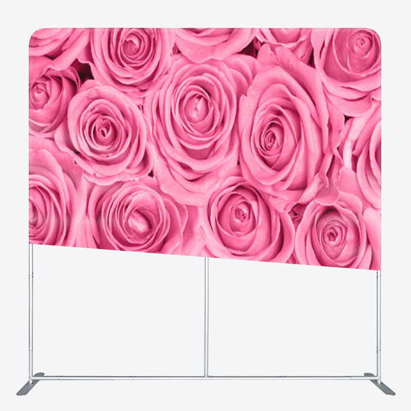 Aperturee - Aperturee Romantic Pink Roses Fabric Valentines Day Backdrop