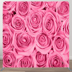 Aperturee - Aperturee Romantic Pink Roses Fabric Valentines Day Backdrop