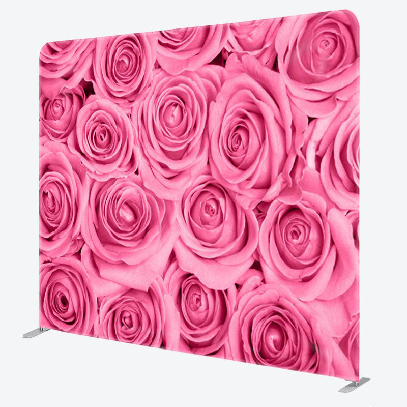 Aperturee - Aperturee Romantic Pink Roses Fabric Valentines Day Backdrop