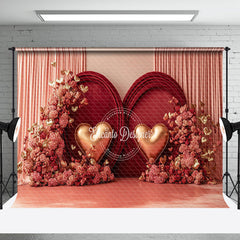 Aperturee - Aperturee Romantic Pink Velvet Curtain Valentines Day Backdrop