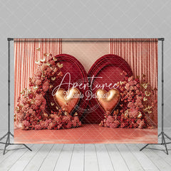 Aperturee - Aperturee Romantic Pink Velvet Curtain Valentines Day Backdrop