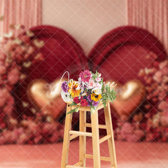 Aperturee - Aperturee Romantic Pink Velvet Curtain Valentines Day Backdrop