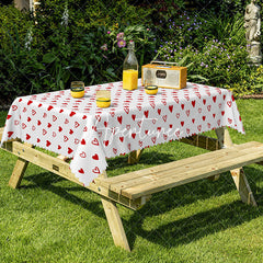 Aperturee - Aperturee Romantic Random Red Heart Rectangle Tablecloth