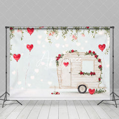 Aperturee - Aperturee Romantic Red Balloons Plant Rose Motorhome Backdrop