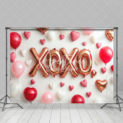 Aperturee - Aperturee Romantic Red Balloons Xoxo Valentines Day Backdrop