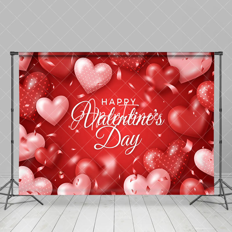 Aperturee - Aperturee Romantic Red Hearts Ribbon Valentines Day Backdrop