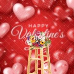 Aperturee - Aperturee Romantic Red Hearts Ribbon Valentines Day Backdrop