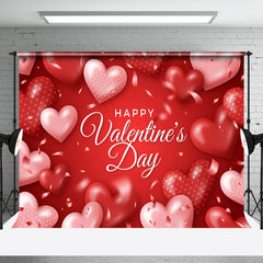 Aperturee - Aperturee Romantic Red Hearts Ribbon Valentines Day Backdrop