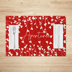 Aperturee - Aperturee Romantic Red Love Valentines Day Set Of 4 Placemats