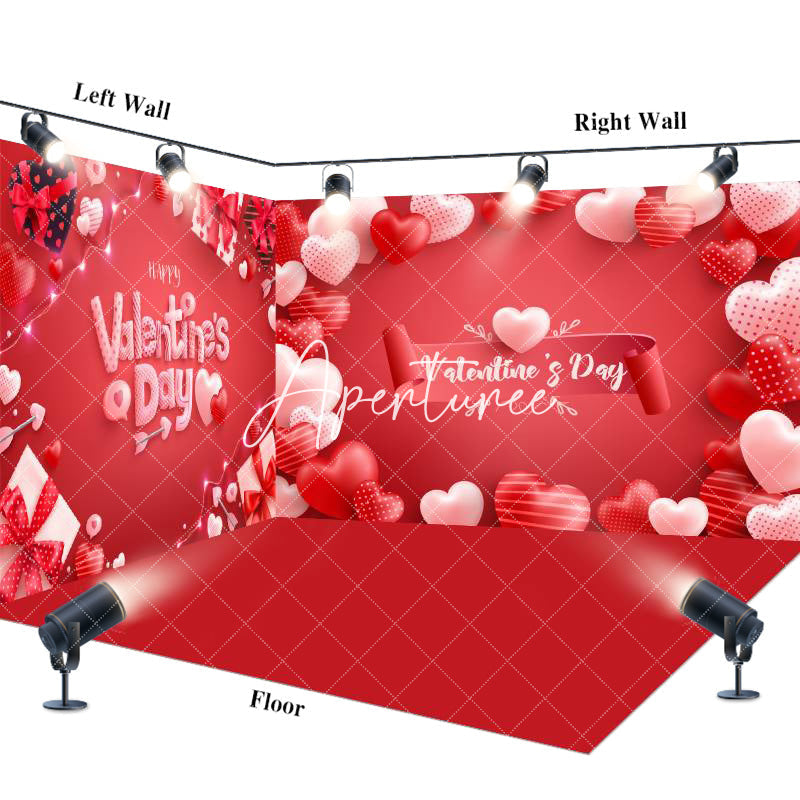 Aperturee - Aperturee Romantic Red Love Valentines Vibe Room Set Backdrop