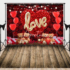 Aperturee - Aperturee Romantic Red Rose Bear Balloon Combo Set Backdrop