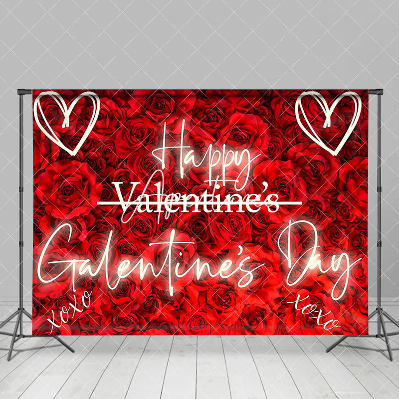 Aperturee - Aperturee Romantic Red Rose Gold Happy Galentines Day Backdrop