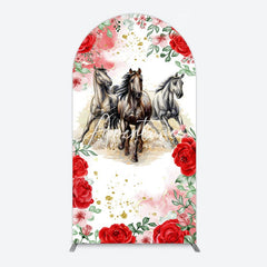 Aperturee - Aperturee Romantic Red Rose Horse Kentucky Derby Arch Backdrop