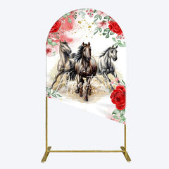 Aperturee - Aperturee Romantic Red Rose Horse Kentucky Derby Arch Backdrop