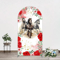 Aperturee - Aperturee Romantic Red Rose Horse Kentucky Derby Arch Backdrop