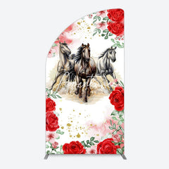 Aperturee - Aperturee Romantic Red Rose Horse Kentucky Derby Half Moon Arch Backdrop