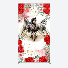 Aperturee - Aperturee Romantic Red Rose Horse Kentucky Derby Rectangle Backdrop