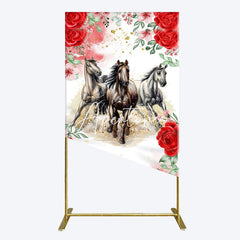 Aperturee - Aperturee Romantic Red Rose Horse Kentucky Derby Rectangle Backdrop