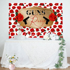 Aperturee - Aperturee Romantic Red Rose Pistol Baby Shower Party Backdrop