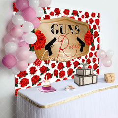 Aperturee - Aperturee Romantic Red Rose Pistol Baby Shower Party Backdrop