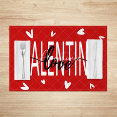 Aperturee - Aperturee Romantic Red White Valentine Love Set Of 4 Placemats