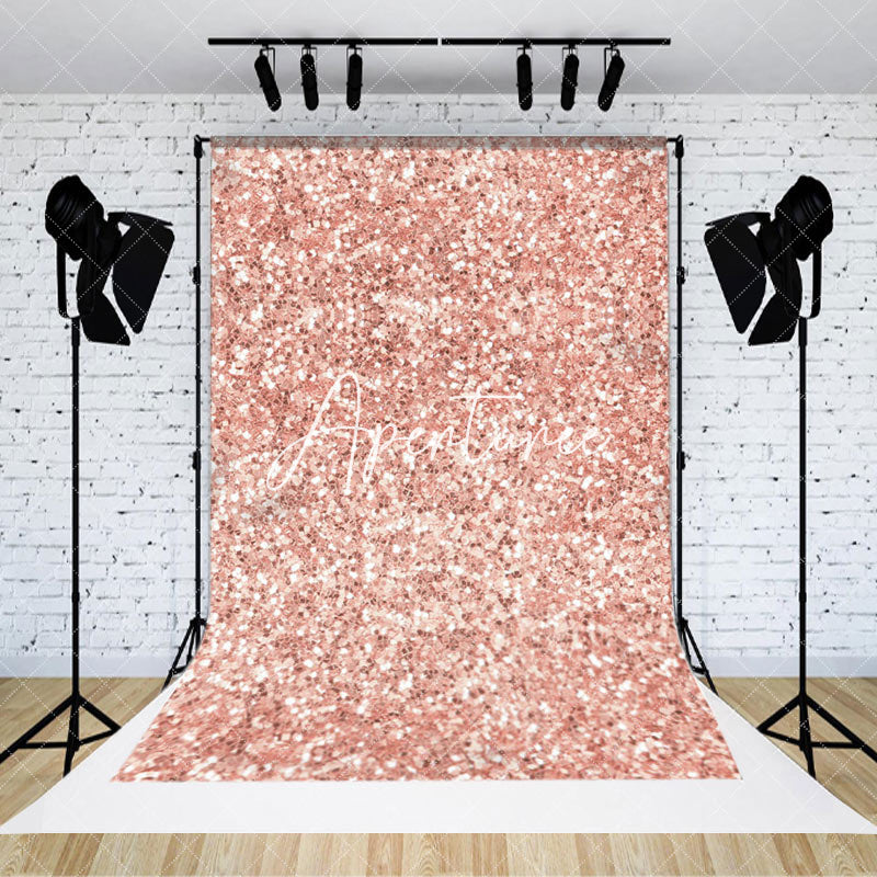 Aperturee - Aperturee Romantic Rose Gold Twinkling Photography Backdrop