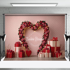 Aperturee - Aperturee Romantic Rose Heart Gifts Valentines Day Backdrop