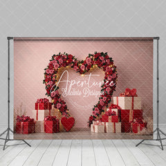 Aperturee - Aperturee Romantic Rose Heart Gifts Valentines Day Backdrop