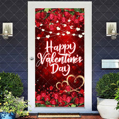 Aperturee - Aperturee Romantic Rose Heart Light Valentines Day Door Cover