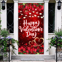 Aperturee - Aperturee Romantic Rose Heart Light Valentines Day Door Cover