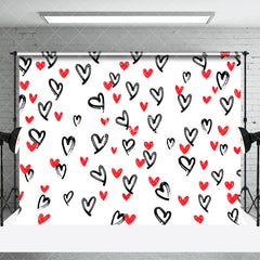 Aperturee - Aperturee Romantic Simple Black Red Hearts Combo Set Backdrop