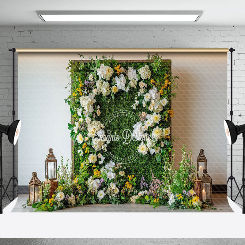 Aperturee - Aperturee Romantic Spring Greenery Floral Wedding Backdrop