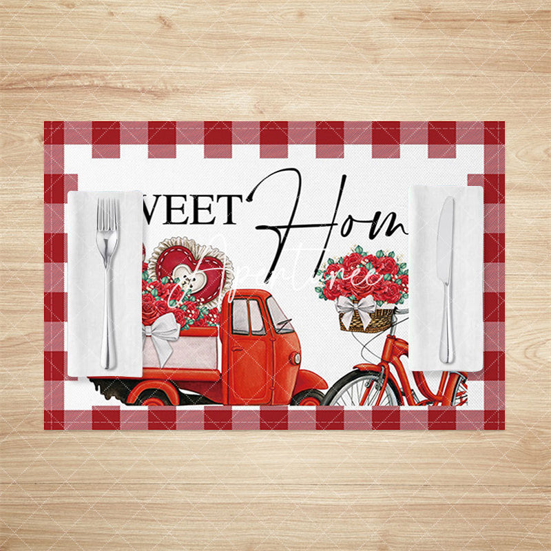 Aperturee - Aperturee Romantic Sweet Home Valentines Day Set Of 4 Placemats