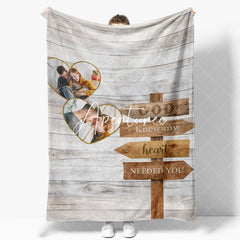 Aperturee - Aperturee Romantic Text Grey Wood Grain Custom Photo Blanket