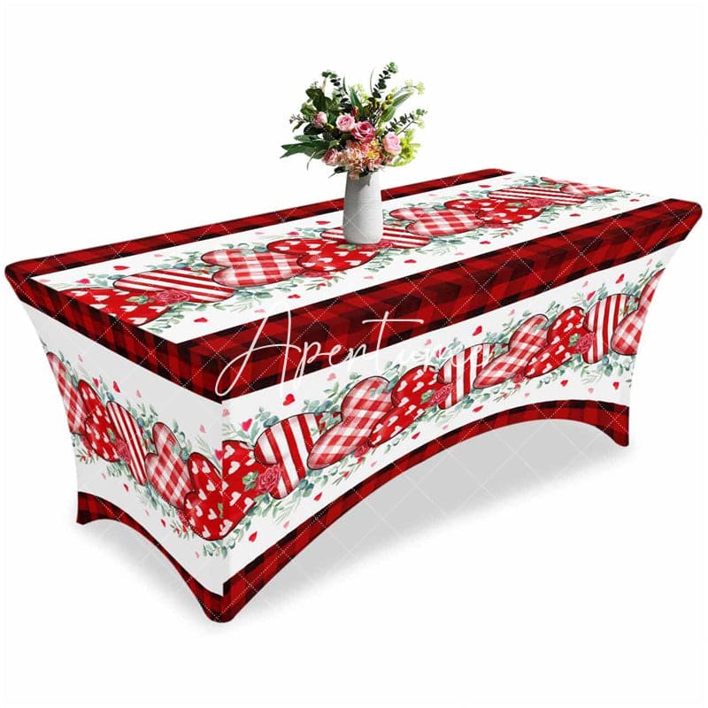 Aperturee - Aperturee Romantic Valentines Day Holiday Stretch Table Cover