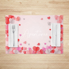 Aperturee - Aperturee Romantic Valentines Love Hearts Set Of 4 Placemats