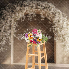 Aperturee - Aperturee Romantic White Floral Arch Sunlight Wedding Backdrop