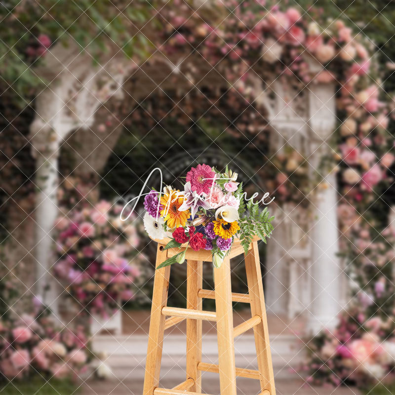 Aperturee - Aperturee Romantic White Garden Pavilion Floral Wedding Backdrop