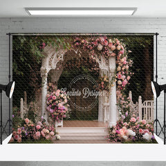 Aperturee - Aperturee Romantic White Garden Pavilion Floral Wedding Backdrop