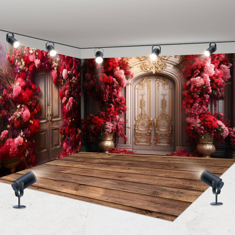 Aperturee - Aperturee Rose Arch Luxury Door Valentines Room Set Backdrop