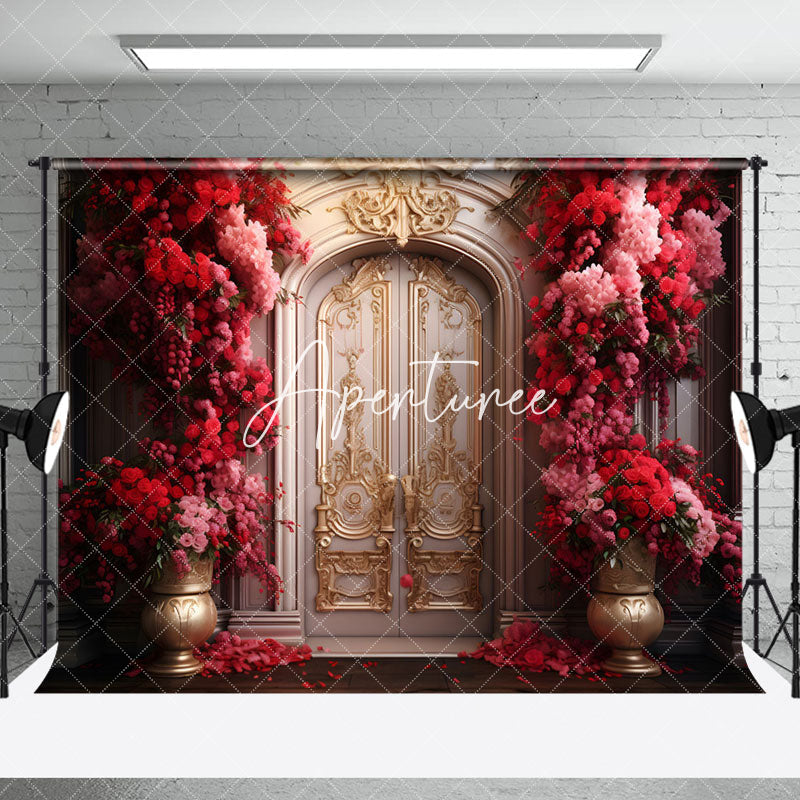 Aperturee - Aperturee Rose Arch Luxury Door Valentines Room Set Backdrop