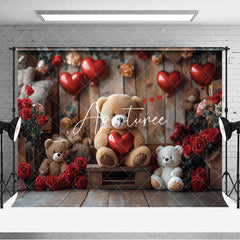 Aperturee - Aperturee Rose Bear Romantic Valentines Day Room Set Backdrop