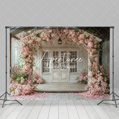 Aperturee - Aperturee Rose Blooming White Door Spring Photo Backdrop