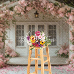 Aperturee - Aperturee Rose Blooming White Door Spring Photo Backdrop