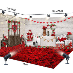 Aperturee - Aperturee Rose Floor Romantic Valentines Vibe Room Set Backdrop